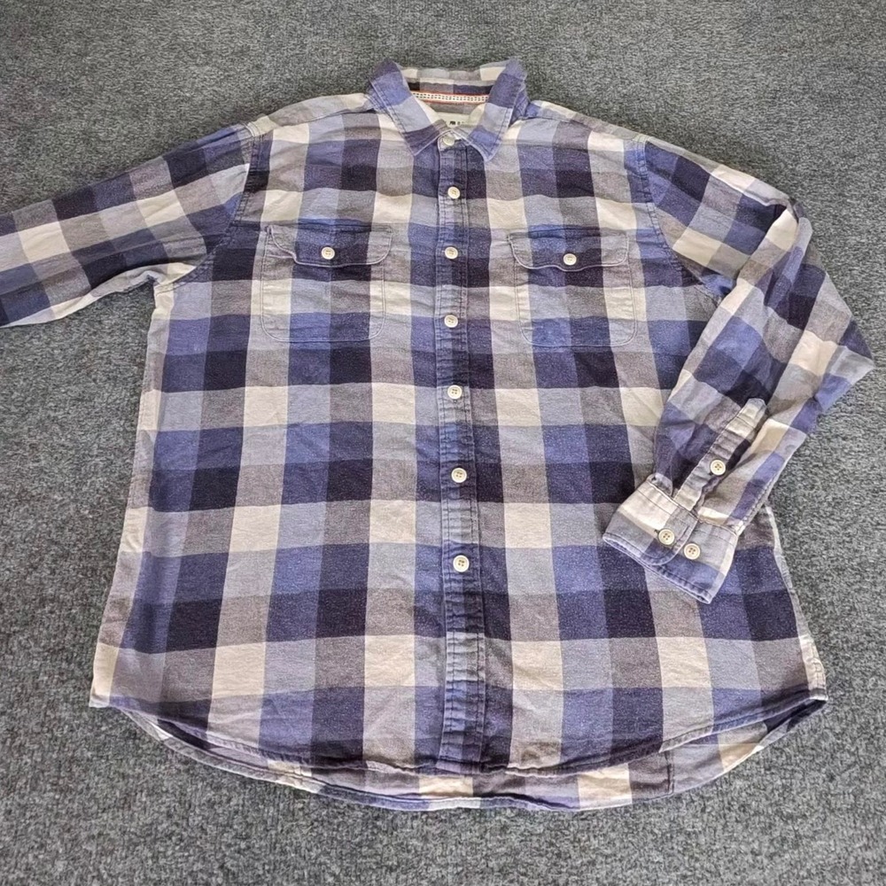 The Normal Brand Shirt Mens M Blue Plaid Long‎ Sleeve Button Up Casual Everyday
